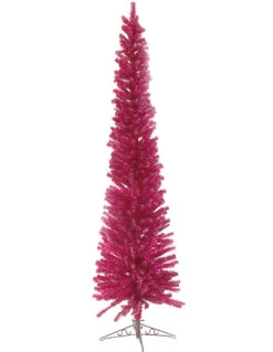 7.5' Medium Raspberry Tinsel Artificial Christmas Tree - Unlit