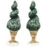 Department 56 Set Of 2 Green And Beige Tudor Gardens Spiral Shrubs Village Accessory 3"