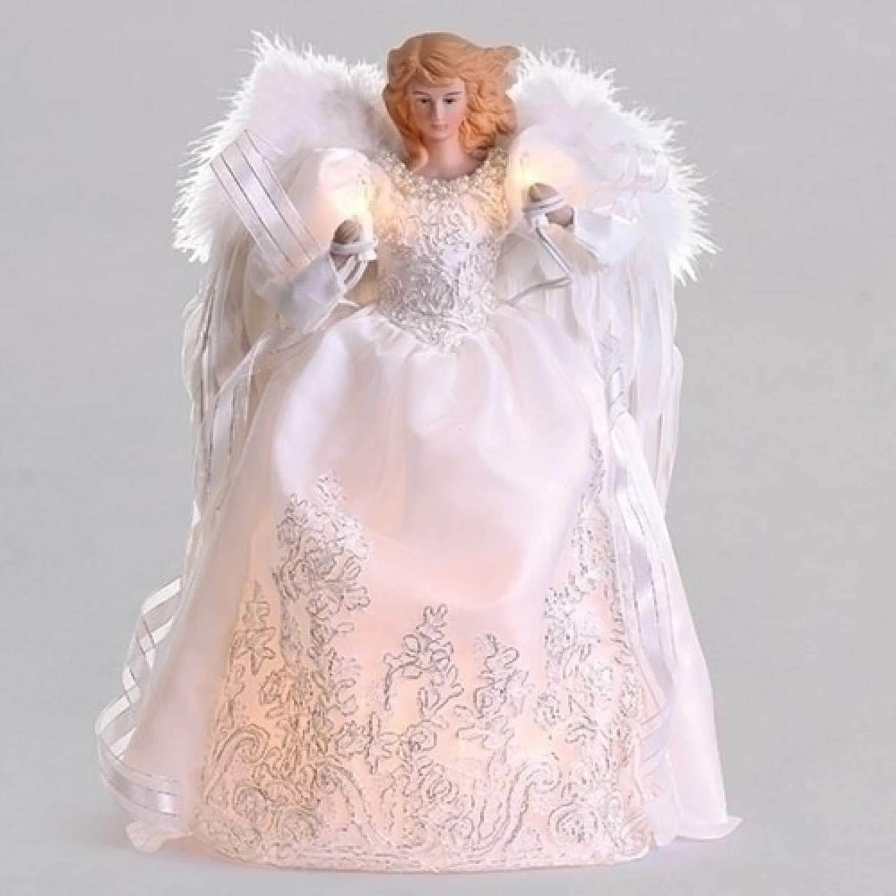Roman 14" White And Silver LED Christmas Angel Tree Topper 1 Roman 14" White And Silver LED Christmas Angel Tree Topper