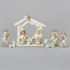 Roman 9 Piece Set White Christmas Nativity Stable Scene Figurines 6.5"