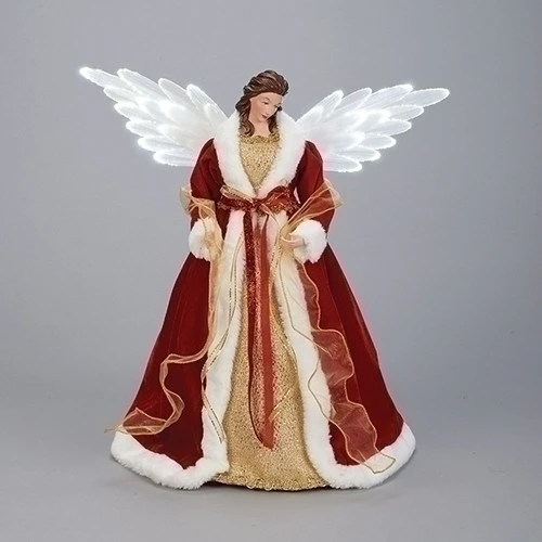 Roman 18" LED Angel Christmas Tree Topper With Battery Operated Fiber Optic Wings 2 Roman 18" LED Angel Christmas Tree Topper With Battery Operated Fiber Optic Wings - Image 2