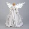 Roman 18” LED Silver And White Christmas Angel Tree Topper With Battery Operated Motion Wings