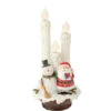 14" White Lighted Santa And Snowman Triple Flameless Candle Lamp Christmas Figurine