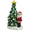 Northlight 21.25" Green And White LED Lighted Musical Santa With Christmas Tree Tabletop Figurine