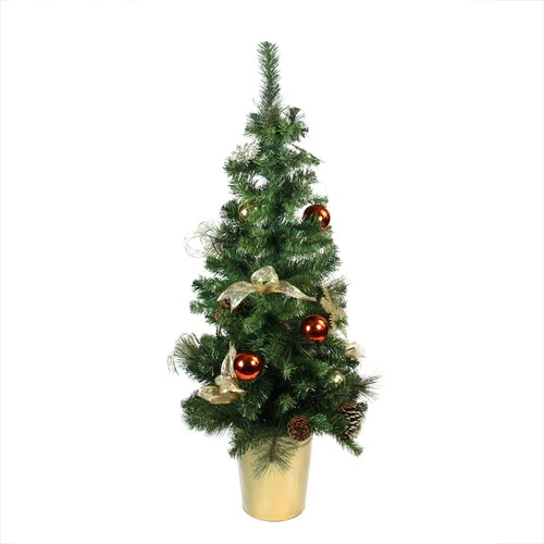 Northlight 48" Red, Gold And Copper Potted Artificial Christmas Tree - Unlit 1 Northlight 48" Red, Gold And Copper Potted Artificial Christmas Tree - Unlit