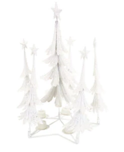 Melrose 21" White Glittered Christmas Tree Tea Light Candle Holder