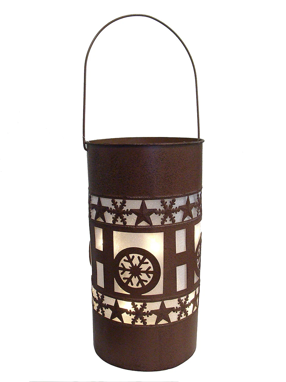 15" Brown Shimmering LED Lighted "Ho Ho Ho" Battery Operated Christmas Lantern 1 15" Brown Shimmering LED Lighted "Ho Ho Ho" Battery Operated Christmas Lantern