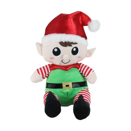 Northlight Set Of 2 Red Plush Sitting Boy And Girl Christmas Elf Figures 13" 2 Northlight Set Of 2 Red Plush Sitting Boy And Girl Christmas Elf Figures 13" - Image 2