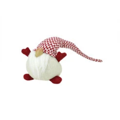 Northlight 9.5" Red And White Checkered Pudgy Percy Sitting Chubby Santa Gnome Tabletop Christmas Figurine