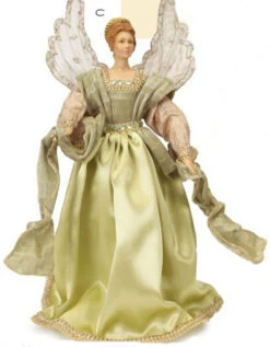 Melrose 18" Pale Green And Brown Angel Tree Topper - Unlit