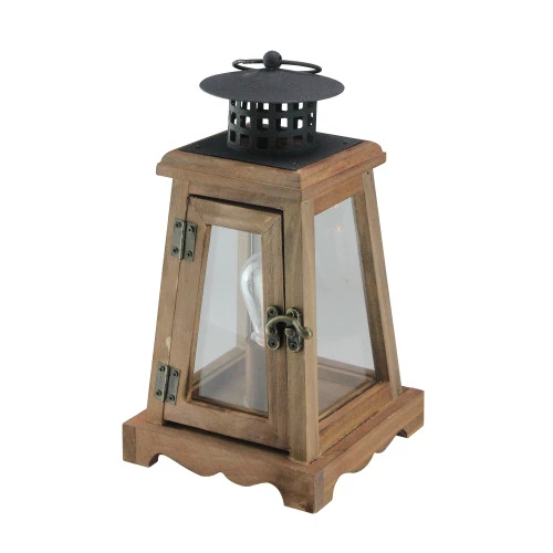 10" Brown And Black LED Lighted Trapezoid Hanging Indoor Lantern 2 10" Brown And Black LED Lighted Trapezoid Hanging Indoor Lantern - Image 2