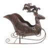 12.25" Bronze Folk Art Style Christmas Reindeer Sleigh Tabletop Planter
