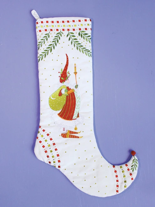 29" White And Red Santa Claus Holding A Candlestick Christmas Stocking 1 29" White And Red Santa Claus Holding A Candlestick Christmas Stocking