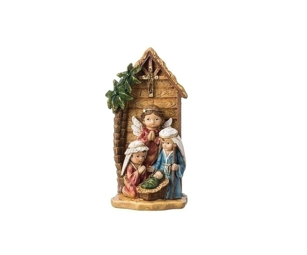 Roman 8" Brown And Blue Children's Nativity Scene Christmas Tabletop Decoration 1 Roman 8" Brown And Blue Children's Nativity Scene Christmas Tabletop Decoration