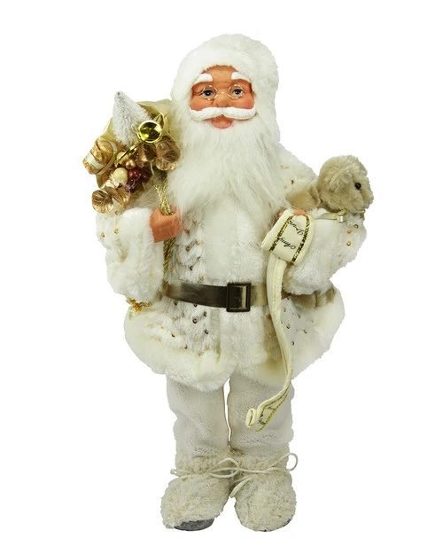 19" White And Gold Nordic Santa Claus Christmas Tabletop Figurine 1 19" White And Gold Nordic Santa Claus Christmas Tabletop Figurine