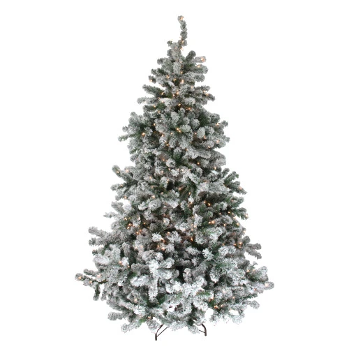 Northlight 6.5' Pre-Lit Medium Natural Emerald Flocked Artificial Christmas Tree, Clear Lights 1 Northlight 6.5' Pre-Lit Medium Natural Emerald Flocked Artificial Christmas Tree, Clear Lights
