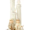 14.5" Pre-Lit White Holy Family Christmas Nativity With Candles Tabletop Decor