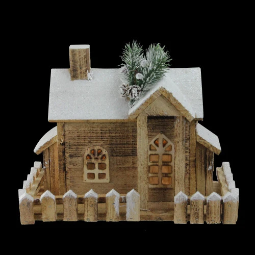 Northlight 12" LED Lighted Snowy Rustic Cabin Christmas Decoration 3 Northlight 12" LED Lighted Snowy Rustic Cabin Christmas Decoration - Image 3