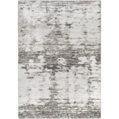 9' X 13' Gray And Ivory Abstract Print Area Throw Rug