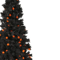 4.5' Pre-Lit Black Flocked Pencil Artificial Christmas Tree - Orange LED Lights - 30657569 -Christmas Decoration Store allstate ytf144 bk 2 89998.1588397918