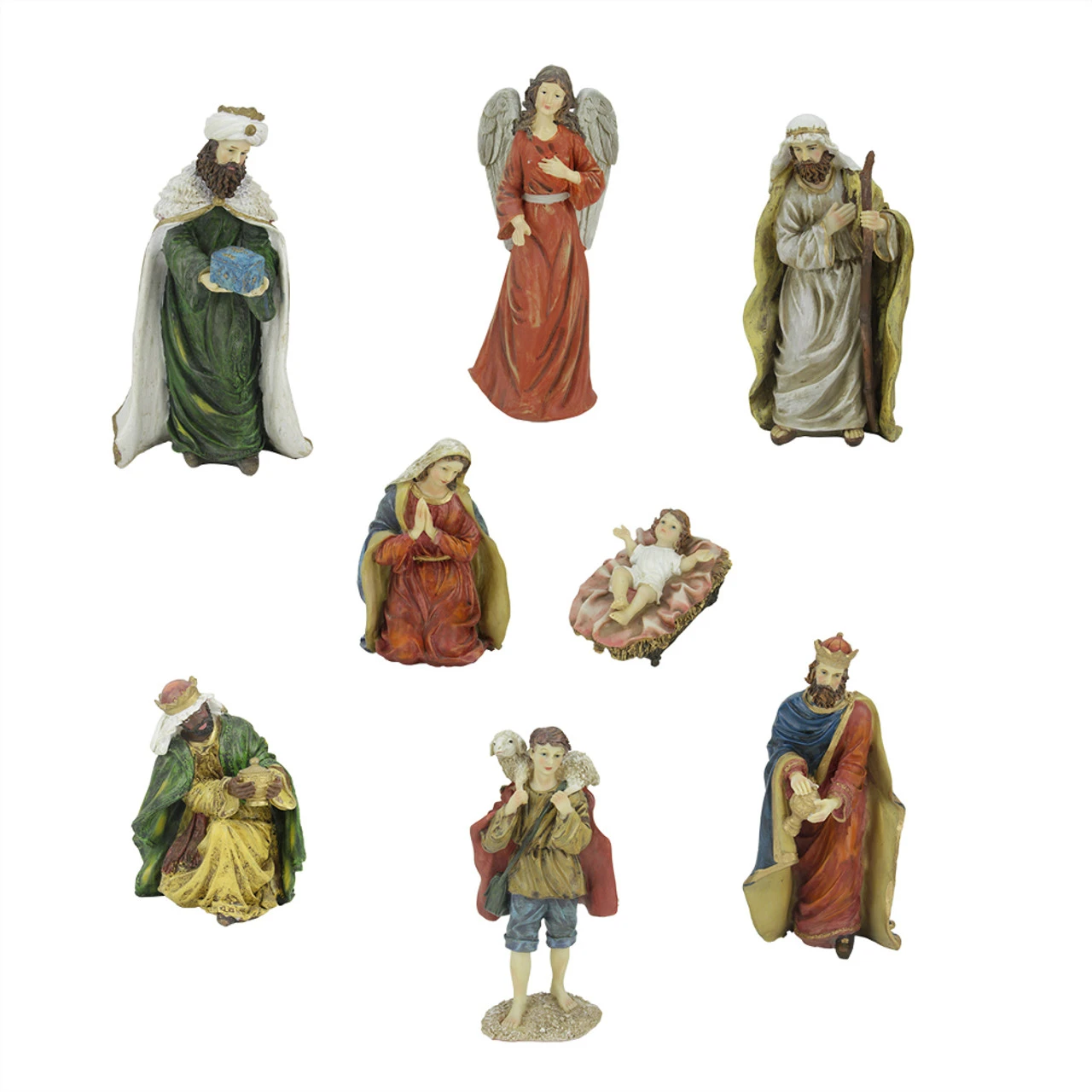 Northlight 8-Piece Green And Red Jewel Tone Inspirational Religious Christmas Nativity Figurine Set 12.25" 1 Northlight 8-Piece Green And Red Jewel Tone Inspirational Religious Christmas Nativity Figurine Set 12.25"