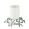 Melrose 9" Silver Snowflake Glittered And Jeweled Christmas Pillar Candle Holder
