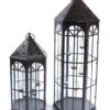 Melrose Set Of 2 Black Sun And Stars Cut Out Decorative Glass Tea Light Candle Lanterns