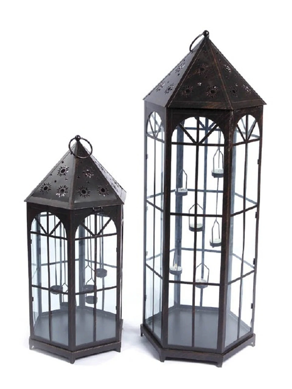 Melrose Set Of 2 Black Sun And Stars Cut Out Decorative Glass Tea Light Candle Lanterns 1 Melrose Set Of 2 Black Sun And Stars Cut Out Decorative Glass Tea Light Candle Lanterns