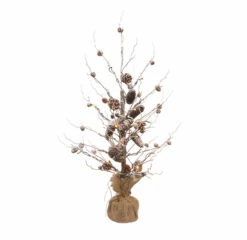 3' Pre-Lit Frosted Twig Pine Cone Artificial Christmas Tree - Warm Clear Lights - 32205754