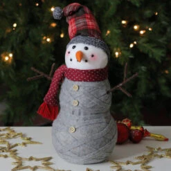 18.5" Woven Style Sweater Snowman With Plaid Hat Christmas Tabletop Decoration -Christmas Decoration Store cd5whevjzlvlmsy91cq4bwixgiqfxolj 68568.1588406460