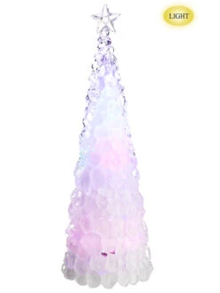 18.5" Pre-Lit Clear Battery Operated Christmas Cone Tree Tabletop Decor