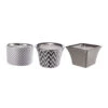Set Of 3 Silver And White Contemporary Herringbone Candles 3.75"