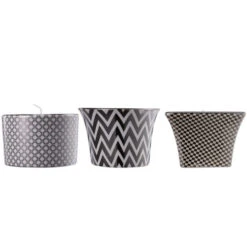 Set Of 3 Silver And White Contemporary Herringbone Candles 3.75" 5 Set Of 3 Silver And White Contemporary Herringbone Candles 3.75" -Christmas Decoration Store dabhg 1741 3 14726.1588349171