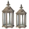 Set Of 2 Brown And Clear Classic Polygon Temple Garden Lanterns 31"