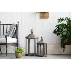 Set Of 2 Brown And Clear Classic Polygon Temple Garden Lanterns 31" -Christmas Decoration Store dabhg 30381 2 99318.1664292928