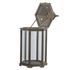 Set Of 2 Brown And Clear Classic Polygon Temple Garden Lanterns 31" -Christmas Decoration Store dabhg 30381 4 64955.1664292928