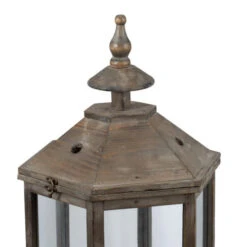 Set Of 2 Brown And Clear Classic Polygon Temple Garden Lanterns 31" -Christmas Decoration Store dabhg 30381 5 06835.1664292928