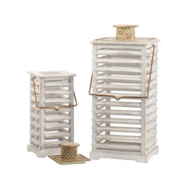 Set Of 2 White And Gold Hesper Hanging Garden Lanterns 27.5" -Christmas Decoration Store dabhg 31541 4 70367.1665580317