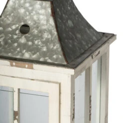 Set Of 2 Silver And White Evelyn Enclosed Lanterns With Handle 27.25" -Christmas Decoration Store dabhg 32877 4 91076.1588350667