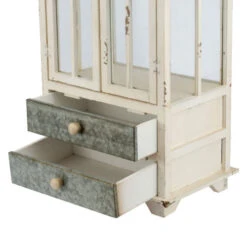 Set Of 2 Silver And White Evelyn Enclosed Lanterns With Handle And Drawers 36.5" -Christmas Decoration Store dabhg 32885 4 92997.1588353606