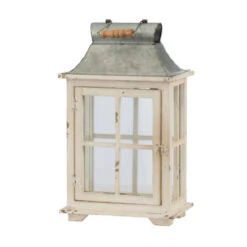 Set Of 2 Silver And White Evelyn Enclosed Lanterns With Handle And Drawers 36.5" -Christmas Decoration Store dabhg 32885 5 78870.1588353606