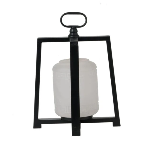 16.25" Black And White Contemporary Lantern With Frame 2 16.25" Black And White Contemporary Lantern With Frame - Image 2