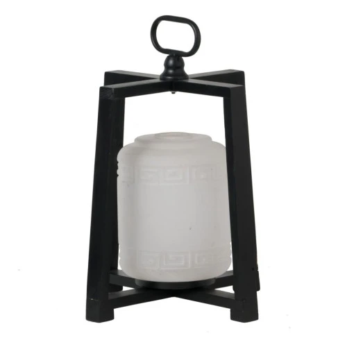 16.25" Black And White Contemporary Lantern With Frame 3 16.25" Black And White Contemporary Lantern With Frame - Image 3