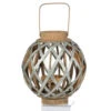 12.75" Silver And Natural Brown Classic Small Shanghai Round Lantern