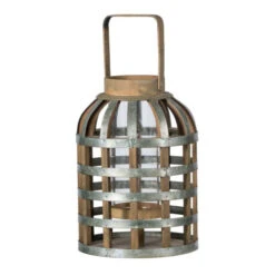 18" Silver And Brown Vintage Shanghai Medium Hanging Lantern