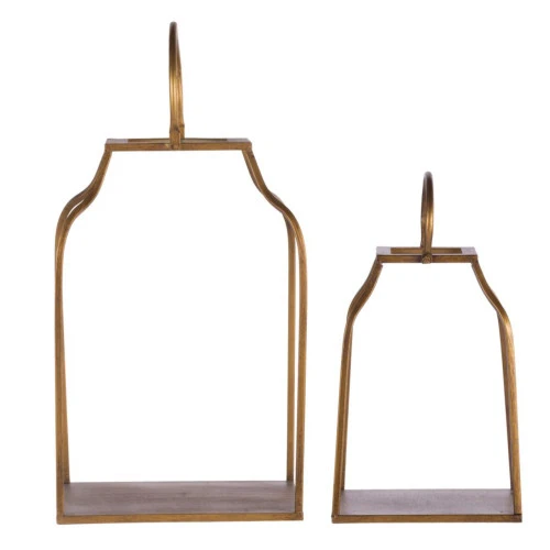 Set Of 2 Gold Contemporary Classic Antique Style Lanterns 20.5" 3 Set Of 2 Gold Contemporary Classic Antique Style Lanterns 20.5" - Image 3