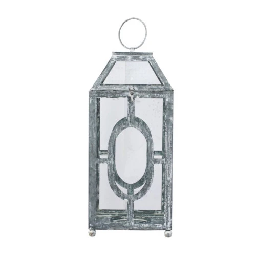 19.5" Gray And Clear Distressed Style Classic Large Lantern 3 19.5" Gray And Clear Distressed Style Classic Large Lantern - Image 3