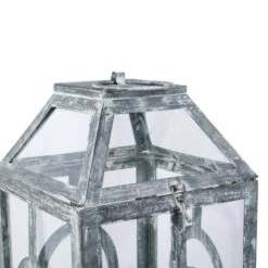 19.5" Gray And Clear Distressed Style Classic Large Lantern 10 19.5" Gray And Clear Distressed Style Classic Large Lantern -Christmas Decoration Store dabhg av44651 5 21677.1588370215