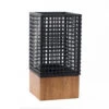 9.75" Night Black And Brown Rectangular Candle Holder