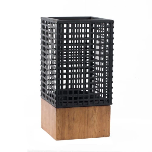 9.75" Night Black And Brown Rectangular Candle Holder 1 9.75" Night Black And Brown Rectangular Candle Holder